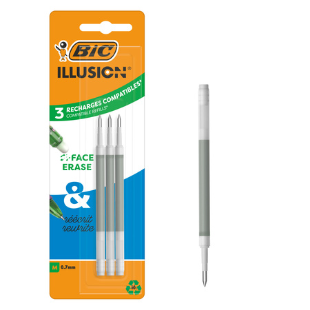 Wkład BIC Illusion Gel zielony blister 3szt.