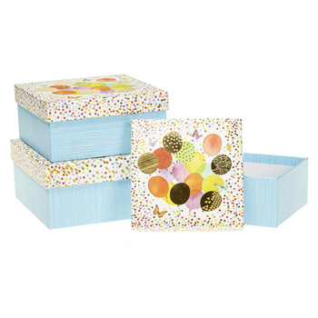 Pudełka ozdobne na prezenty PUP-22004-KW-GL wzór party 3 sztuki