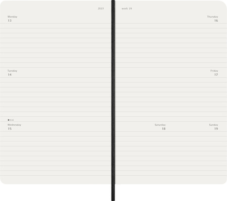 Kalendarz 2026 12m Moleskine L tygodniowy Horyzontalny miękka oprawa czarny 13x21cm