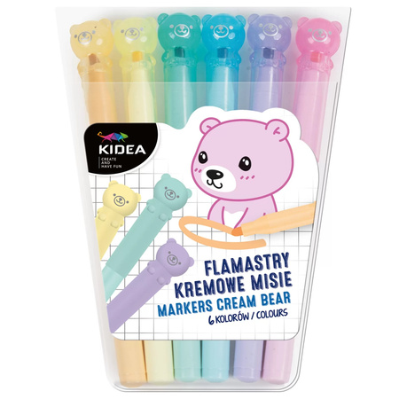 Flamastry Misie Kidea 6 kremowych kolorów