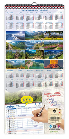 Kalendarz 2026 ścienny paskowy szeroki Tatry KPS V3