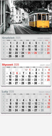 Kalendarz 2026 trójdzielny lux KTL 1szt.mix