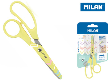 Nożyczki Milan szkolne 13,4 cm Sugar Diamonds żółte na blistrze 1 sztuka