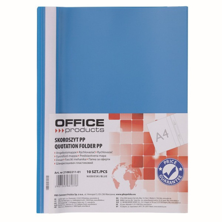 Paczka Skoroszyt OFFICE PRODUCTS PP niebieski 10 szt