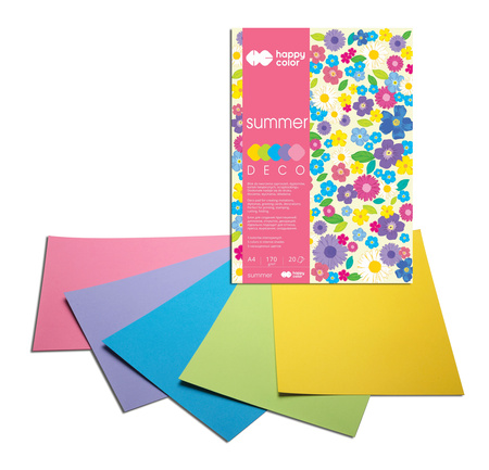 Blok Happy Color Deco Summer A4 5 kolorów 20 arkuszy 170g letni