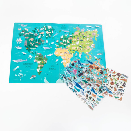 Gdzie one żyją? Zwierzęta świata wyklejanka + gra Kidea