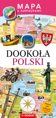 Mapa z naklejkami. Dookoła Polski