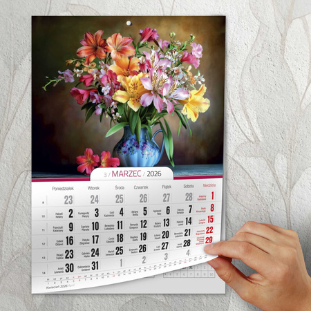Kalendarz 2026 Bukiety A4 ścienny