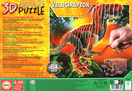 Puzzle 64 3D Dinozaury Welociraptor 111491