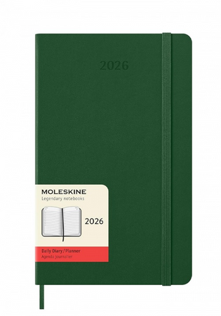 Kalendarz 2026 12M Moleskine L twarda oprawa dzienny Myrtle Green 13x21cm