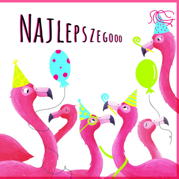 Karnet KW neon tłoczony Flamingi