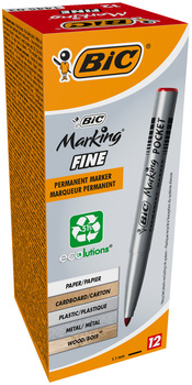 Paczka Marker pernamentny czerwony BIC Marking Fine Pocket ECOlutions 12 szt.