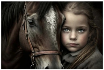 Diamentowa Mozaika Dziewczynka z koniem NO-1009644