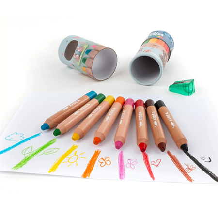 Kredki super jumbo 8 kolorów +temperówka Kidea