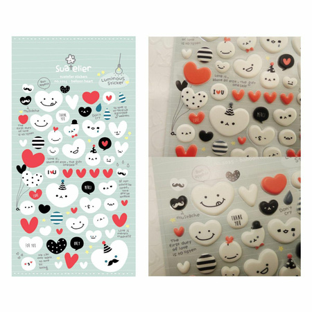 Naklejki ozdobne świecące w ciemności wypukłe Serca