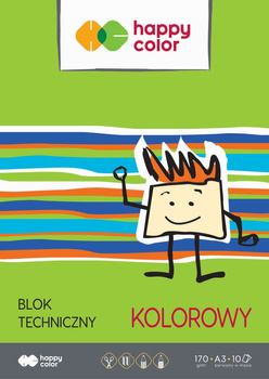 Paczka Blok techniczny kolorowy A3 170g Happy Color 10sztuk
