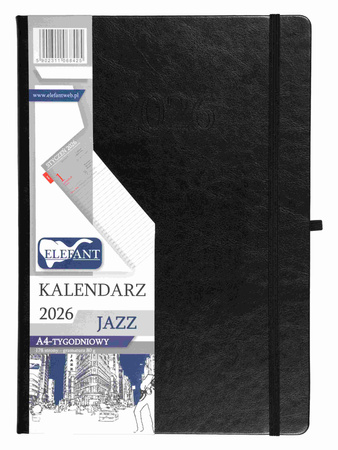 Kalendarz 2026 Jazz A4 tygodniowy czarny