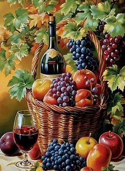 Diamentowa Mozaika Martwa natura kosz z owocami i winem NO-2003104