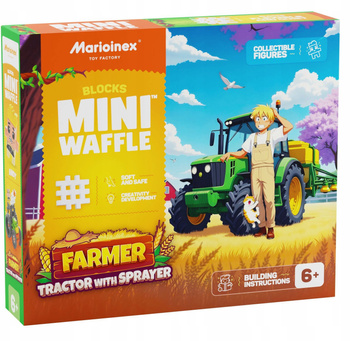 Klocki konstrukcyjne Waffle mini Farmer Traktor z opryskiwaczem