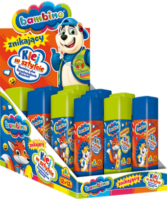 Display Klej Bambino znikający w sztyfcie 12g 12 sztuk