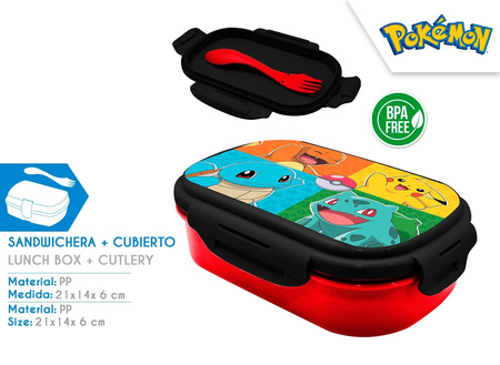 Pudełko śniadaniowe Pokemon ze sztućcami PK00030