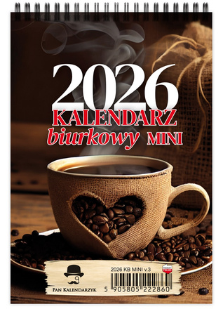 Kalendarz 2026 biurkowy pionowy tygodniowy na spirali KB MINI 1szt.mix