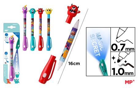 Długopis Szpiegowski MP UV z podwójną końcówką Potwory blister 1szt.mix