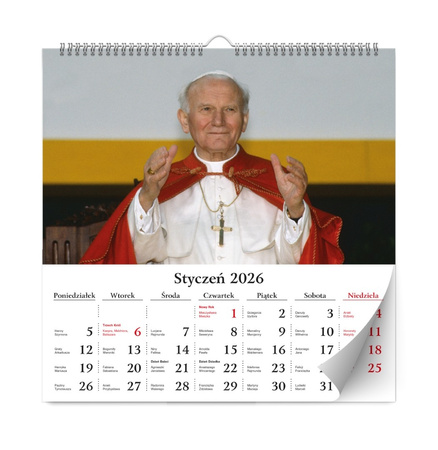 Kalendarz 2026 Św. Jan Paweł II ścienny lux