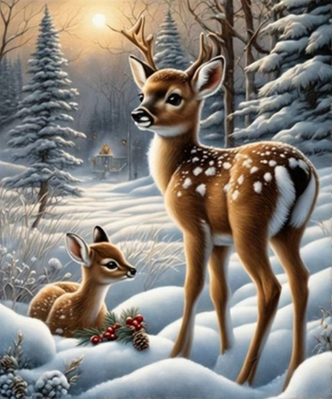 Diamentowa Mozaika Jelonki w śniegu NO-2001521