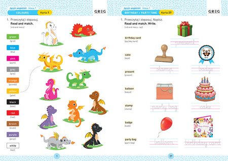 Język angielski. Karty pracy w szkole i w domu. Klasa 1