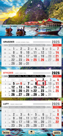 Kalendarz 2026 trójdzielny Tajlandia KT1–V.76