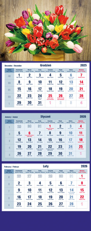 Kalendarz 2026 trójdzielny Bukiet