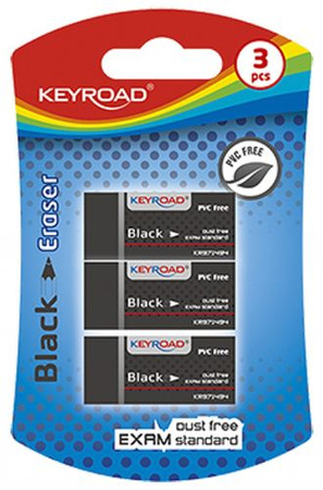 Gumka keyroad uniwersalna black 3 szt blister