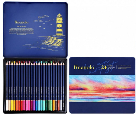 Kredki ołówkowe Finenolo metalowe opakowanie 24 kolory
