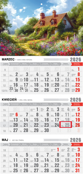 Kalendarz 2026 trójdzielny ekonomiczny z magnesem Romantico KTM VM20