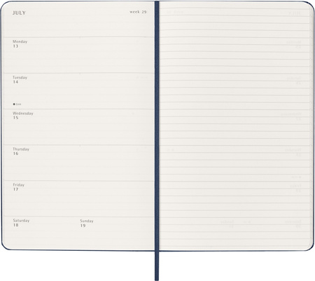 Kalendarz 2026 12M Moleskine L tygodniowy twarda oprawa Sapphire Blue 13x21cm