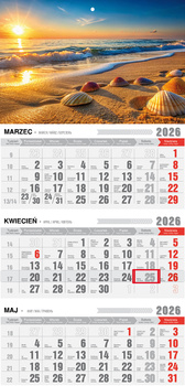 Kalendarz 2026 trójdzielny ekonomiczny z magnesem Plaża KTM VM14