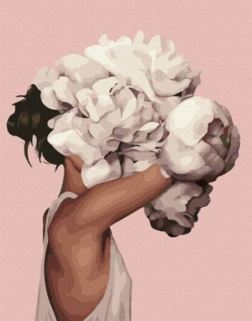 Diamentowa Mozaika Kobieta głowa z białych kwiatów NO-1007743