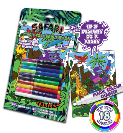 Książeczka do malowania z mazakami zmieniającymi kolor Safari