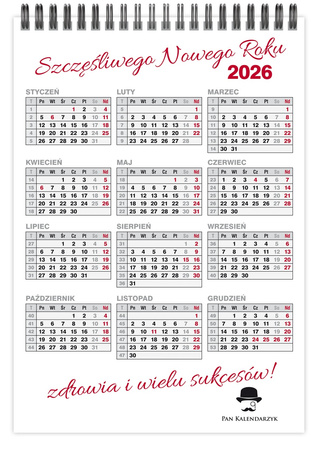 Kalendarz 2026 biurkowy pionowy trójdzielny na spirali KBA5-TR