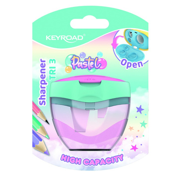 Temperówka plastikowa KEYROAD potrójna z pojemnikiem