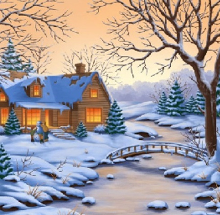 DIAMENTOWA MOZAIKA ZIMA WIECZORNE LEPIENIE BAŁWANA  NO-2000739