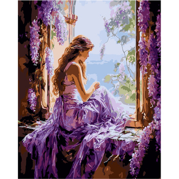 Malowanie po numerach Dziewczyna w oknie 40x50 cm