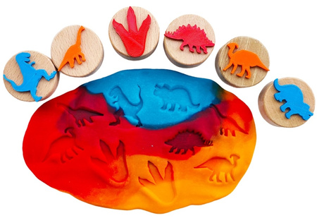 Zestaw drewnianych stempli Dinozaury