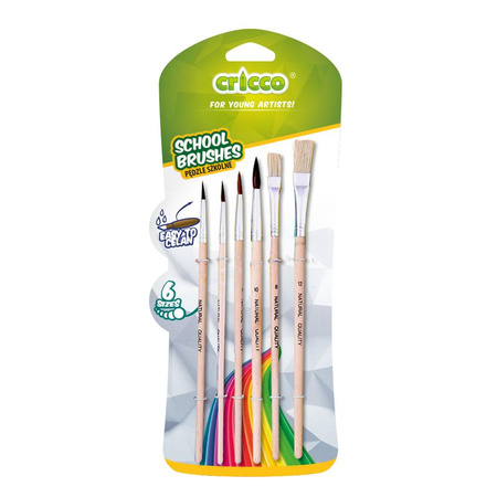 Pędzelki szkolne Cricco 6 sztuk blister