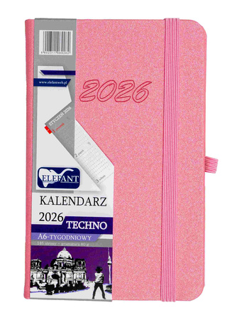 Kalendarz 2026 Techno A6 tygodniowy różowy