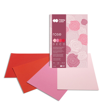 Blok Happy Color Deco Rose A4 4 kolorów 20 arkuszy, 170g, tonacja różowo-czerwona