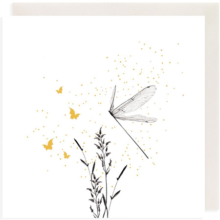 Karnet Złocony kwadrat CL3811BL Ważka