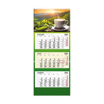 Kalendarz 2026 trójdzielny LUX SB6 -1 Kawa