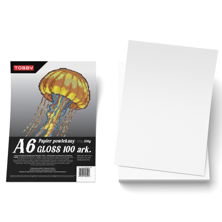 Papier A6 powlekany kredowany gloss 100 ark.350g